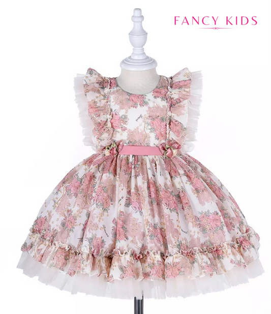 Daisy Dress -Vintage pink colour ruffle dress