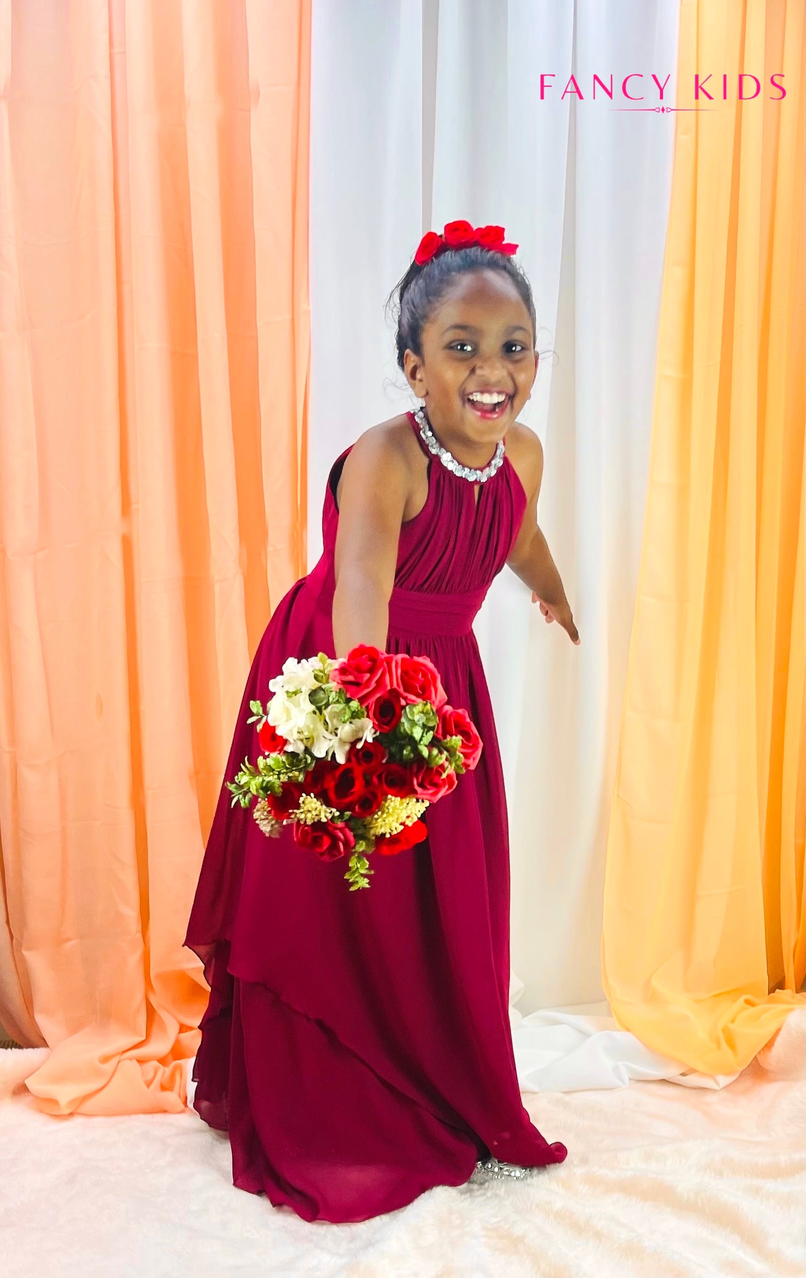 Flower girl dress with hot sale burgundy