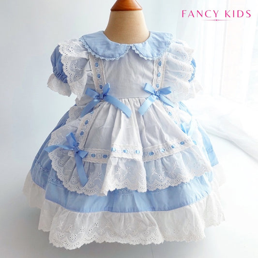 Light blue vintage Spanish cotton dress